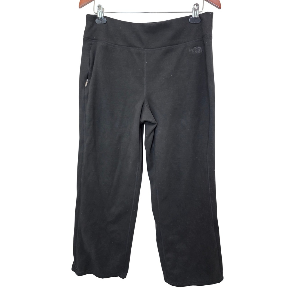 The North Face Fleece Pants Womens Large Black Wide Leg Athletic Sweatpants